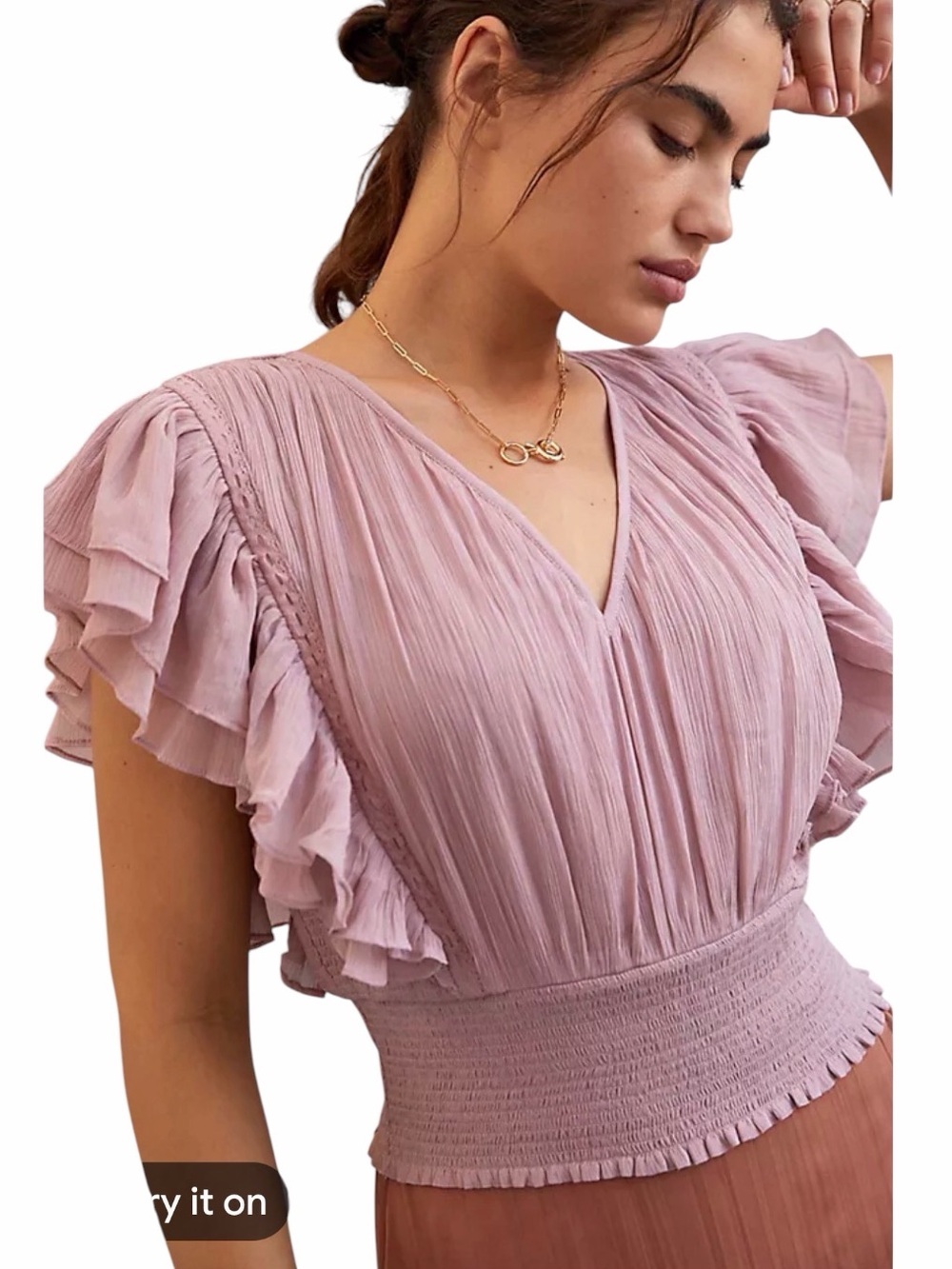 Anthropologie Forever That Girl Smocked Ruffle Blouse
